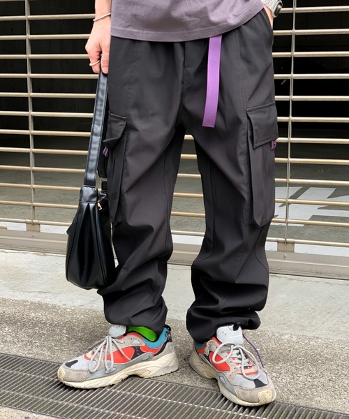セール】ワイドレッグナイロンカーゴパンツ バイカラー ドローコード ロットカーゴパンツ