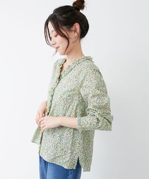 le.coeur blanc（ルクールブラン）の「リバティフロントフリルVネックブラウス（シャツ/ブラウス・レディース・ブルー系その他2/イエロー系その他・38）」の22枚目の写真