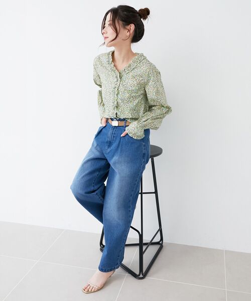le.coeur blanc（ルクールブラン）の「リバティフロントフリルVネックブラウス（シャツ/ブラウス・レディース・ブルー系その他2/イエロー系その他・38）」の20枚目の写真