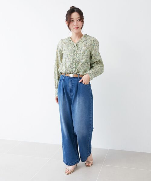 le.coeur blanc（ルクールブラン）の「リバティフロントフリルVネックブラウス（シャツ/ブラウス・レディース・ブルー系その他2/イエロー系その他・38）」の19枚目の写真
