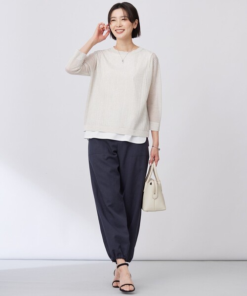J.PRESS(ジェイプレス)の「【WEB限定カラーあり・洗える】Vis/Peスパーク シアー ニット(ニット/セーター・レディース・アイボリー系/ブラウン系/サックスブルー系/ネイビー系・T13/T15)」の7枚目の写真