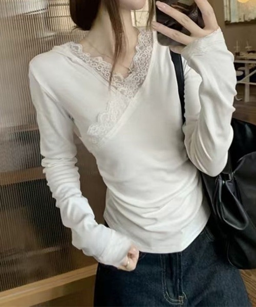 MEMECLE(メメクル)の「【 MEMECLE / メメクル 】レース フード付き 長袖 Tシャツ(Tシャツ/カットソー・レディース・グレー/ホワイト・S/L/M)」の19枚目の写真