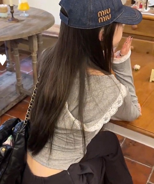 MEMECLE(メメクル)の「【 MEMECLE / メメクル 】レース フード付き 長袖 Tシャツ(Tシャツ/カットソー・レディース・グレー/ホワイト・S/L/M)」の20枚目の写真