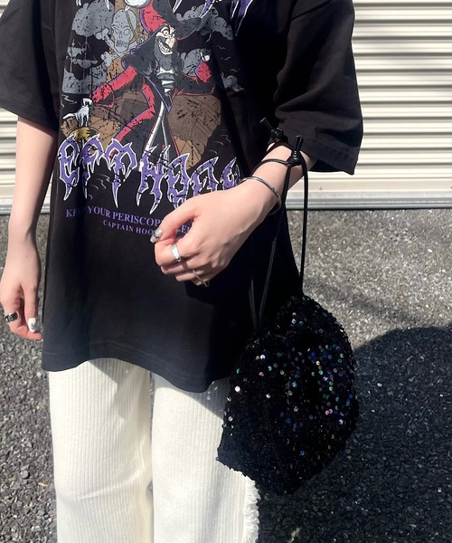 H.TOKYO(エイチトウキョウ)の「H.TOKYO × mimi /スパンコール巾着バッグ(ショルダーバッグ・レディース・ブラック/ブラック×ブルー/シルバーグレー・FREE)」の22枚目の写真