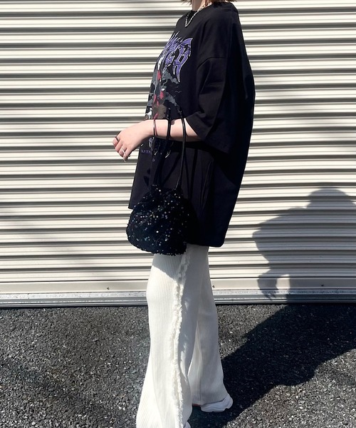 H.TOKYO(エイチトウキョウ)の「H.TOKYO × mimi /スパンコール巾着バッグ(ショルダーバッグ・レディース・ブラック/ブラック×ブルー/シルバーグレー・FREE)」の19枚目の写真