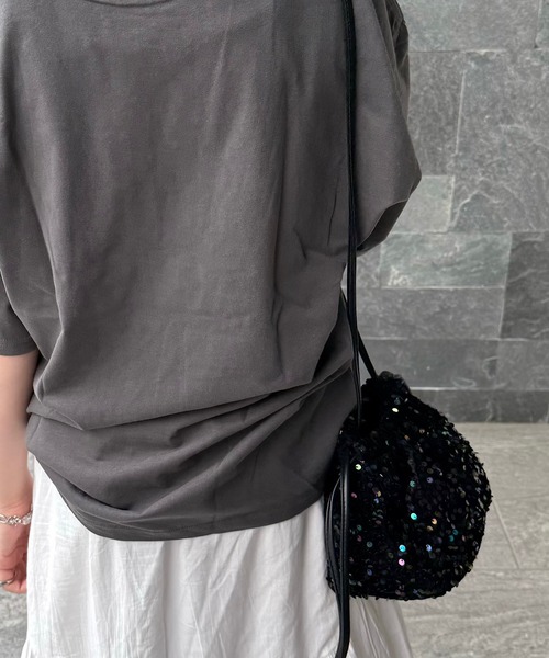 H.TOKYO(エイチトウキョウ)の「H.TOKYO × mimi /スパンコール巾着バッグ(ショルダーバッグ・レディース・ブラック/ブラック×ブルー/シルバーグレー・FREE)」の16枚目の写真