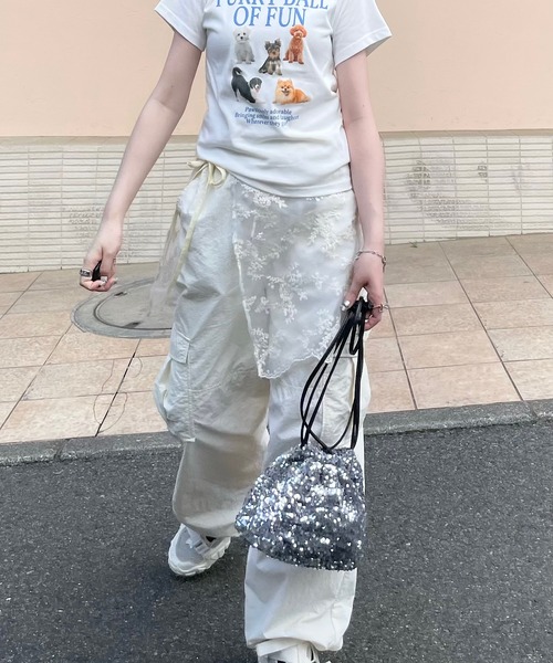 H.TOKYO(エイチトウキョウ)の「H.TOKYO × mimi /スパンコール巾着バッグ(ショルダーバッグ・レディース・ブラック/ブラック×ブルー/シルバーグレー・FREE)」の15枚目の写真