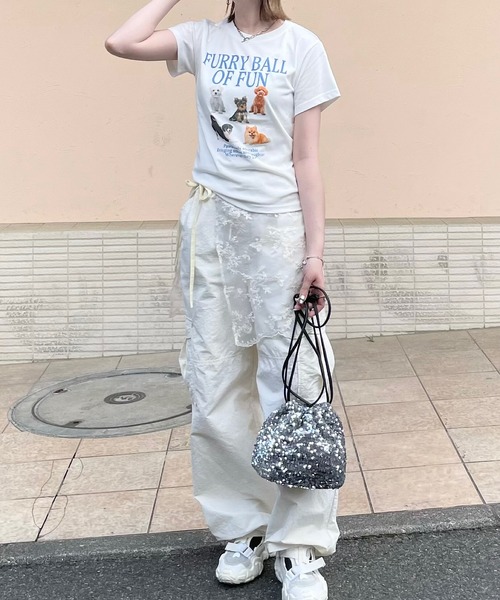 H.TOKYO(エイチトウキョウ)の「H.TOKYO × mimi /スパンコール巾着バッグ(ショルダーバッグ・レディース・ブラック/ブラック×ブルー/シルバーグレー・FREE)」の14枚目の写真