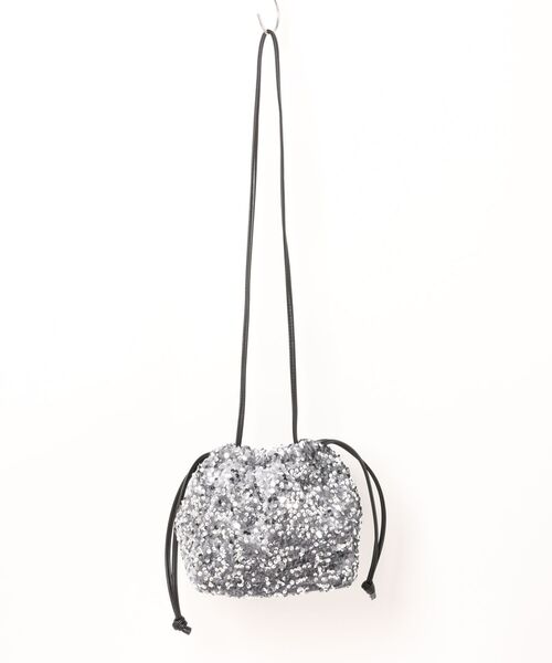 H.TOKYO(エイチトウキョウ)の「H.TOKYO × mimi /スパンコール巾着バッグ(ショルダーバッグ・レディース・ブラック/ブラック×ブルー/シルバーグレー・FREE)」の9枚目の写真
