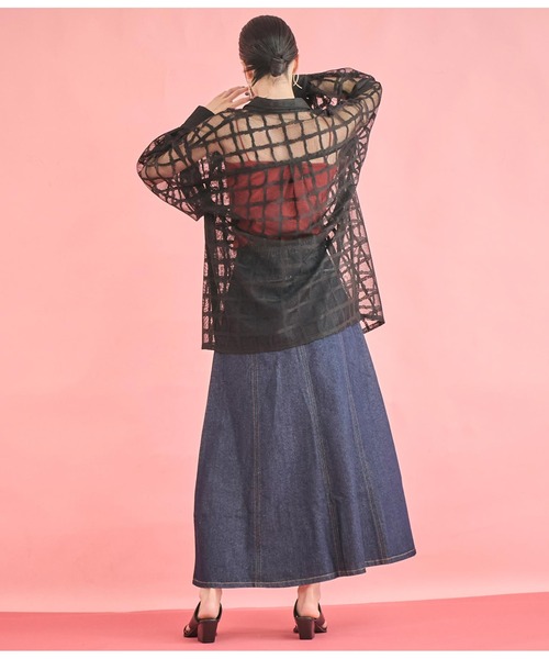 Settimissimo（セッティミッシモ）の「切替デザイン フレア ロング デニム スカート（スカート・レディース・インディゴブルー/ブルー・FREE）」の9枚目の写真