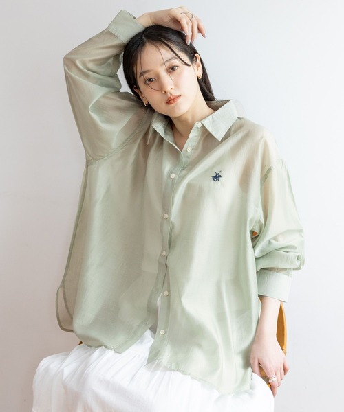 BEVERLY HILLS POLO CLUB（ビバリーヒルズポロクラブ）の「シアールーズシャツ/BEVERLY HILLS POLO CLUB（シャツ/ブラウス・レディース・ホワイト/グレー/ピンク/グリーン・FREE）」の3枚目の写真