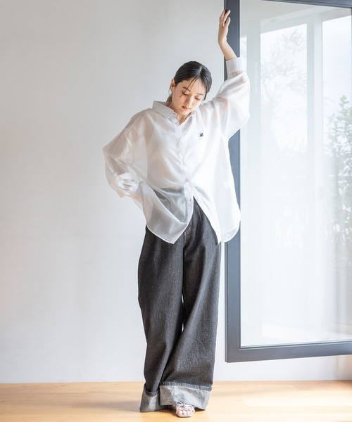 BEVERLY HILLS POLO CLUB（ビバリーヒルズポロクラブ）の「シアールーズシャツ/BEVERLY HILLS POLO CLUB（シャツ/ブラウス・レディース・ホワイト/グレー/ピンク/グリーン・FREE）」の9枚目の写真