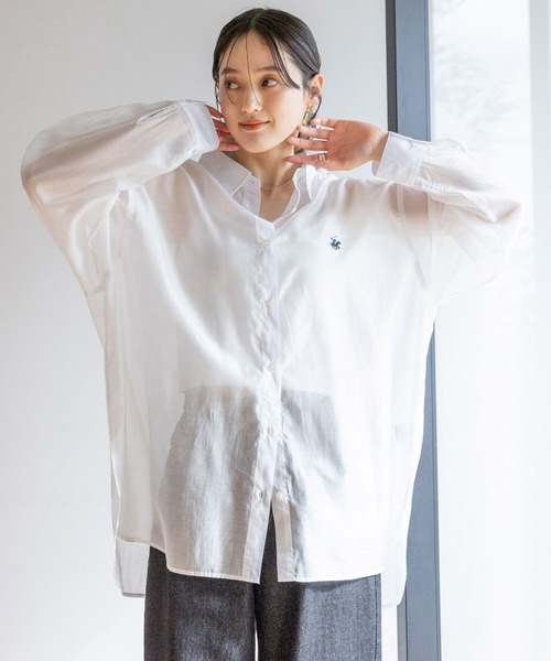 BEVERLY HILLS POLO CLUB（ビバリーヒルズポロクラブ）の「シアールーズシャツ/BEVERLY HILLS POLO CLUB（シャツ/ブラウス・レディース・ホワイト/グレー/ピンク/グリーン・FREE）」の12枚目の写真