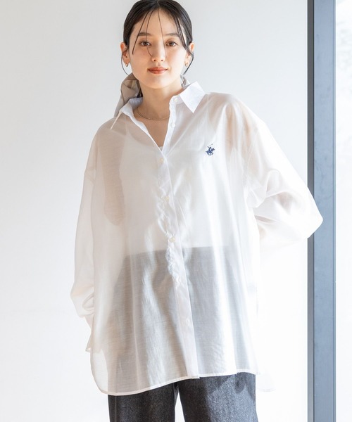 BEVERLY HILLS POLO CLUB（ビバリーヒルズポロクラブ）の「シアールーズシャツ/BEVERLY HILLS POLO CLUB（シャツ/ブラウス・レディース・ホワイト/グレー/ピンク/グリーン・FREE）」の13枚目の写真