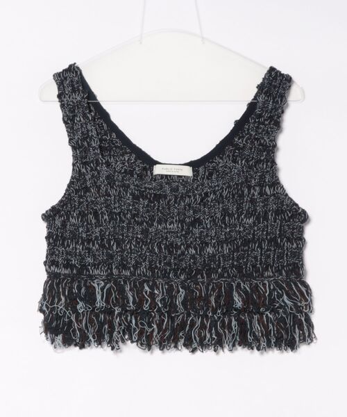 PUBLIC TOKYO（パブリックトウキョウ）の「ワッフルフリンジニットビスチェ（ベスト・レディース・オレンジ/ネイビー/ホワイト・FREE）」の2枚目の写真