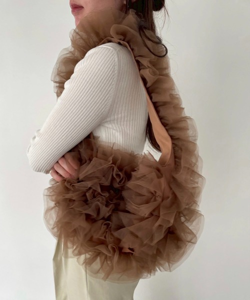 EFOLE(エフォル)の「【ZOZO限定】Tulle one shoulder bag / チュールワンショルダーバッグ(ショルダーバッグ・レディース・ブルー/ブラウン/イエロー・FREE)」の2枚目の写真
