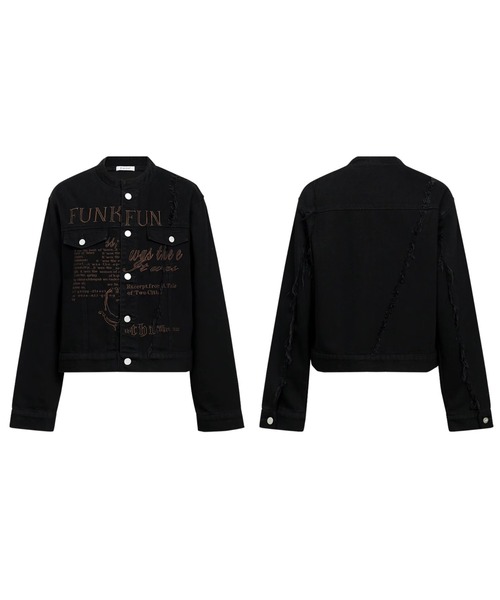 ☆ デニムジャケット パールビュジュー スマイル ギャザー COOLA