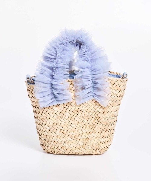 チュールハンドルかごバッグ