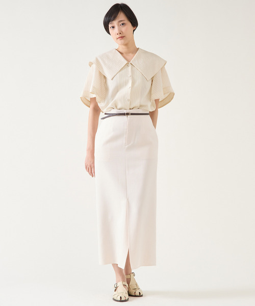 martinique(マルティニーク)の「ブッチャースカート(スカート・レディース・オフホワイト/ベージュ/グリーン・1/2)」の6枚目の写真