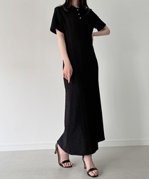 junoah（ジュノア）の「ハートボタンストレッチジャガードポロワンピース（ワンピース）」