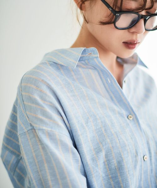 le.coeur blanc（ルクールブラン）の「《さらっとした着心地》コットン麻オーバーシャツ（シャツ/ブラウス・レディース・イエロー/サンドベージュ/モカ/ブルー系その他3/ピンク系その他2・38）」の4枚目の写真