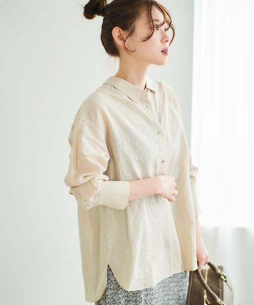 le.coeur blanc（ルクールブラン）の「《さらっとした着心地》コットン麻オーバーシャツ（シャツ/ブラウス・レディース・イエロー/サンドベージュ/モカ/ブルー系その他3/ピンク系その他2・38）」の8枚目の写真