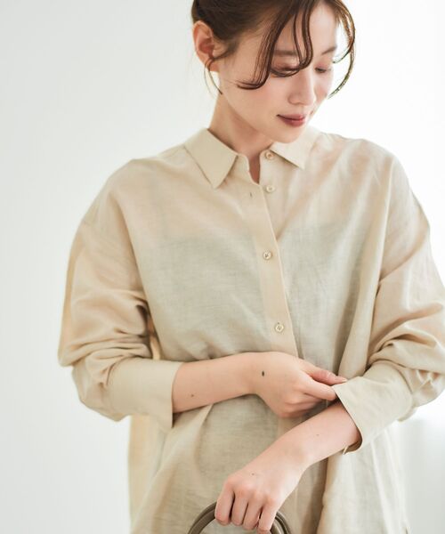 le.coeur blanc（ルクールブラン）の「《さらっとした着心地》コットン麻オーバーシャツ（シャツ/ブラウス・レディース・イエロー/サンドベージュ/モカ/ブルー系その他3/ピンク系その他2・38）」の9枚目の写真