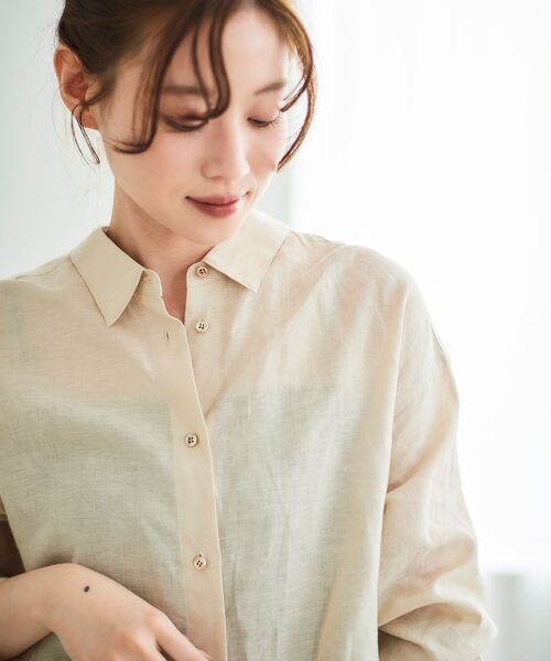 le.coeur blanc（ルクールブラン）の「《さらっとした着心地》コットン麻オーバーシャツ（シャツ/ブラウス・レディース・イエロー/サンドベージュ/モカ/ブルー系その他3/ピンク系その他2・38）」の10枚目の写真