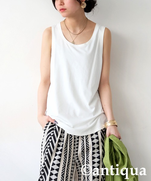 antiqua(アンティカ)の「接触冷感インナータンクトップ(タンクトップ・レディース・ホワイト/グリーン/モスグリーン/チャコールグレー/ブルー/ブラック/モスグリーン系2/グレー系その他/ブルー系その他/ホワイト系その他/ブラック系その他/グリーン系その他・P/R)」の20枚目の写真