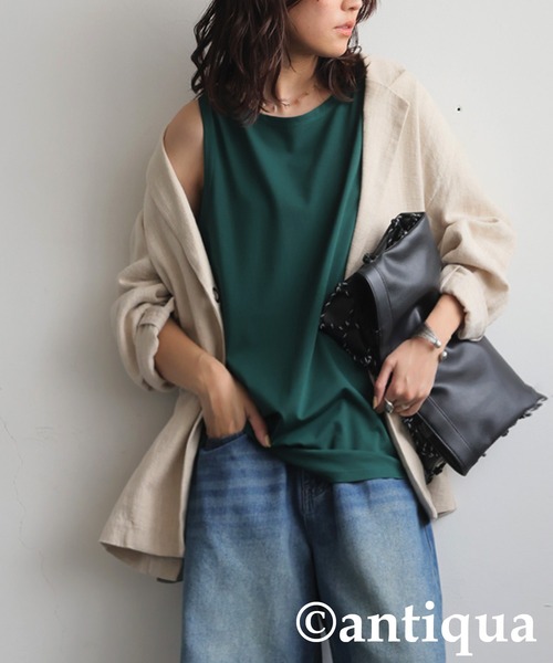 antiqua(アンティカ)の「接触冷感インナータンクトップ(タンクトップ・レディース・ホワイト/グリーン/モスグリーン/チャコールグレー/ブルー/ブラック/モスグリーン系2/グレー系その他/ブルー系その他/ホワイト系その他/ブラック系その他/グリーン系その他・P/R)」の21枚目の写真