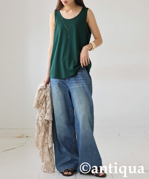 antiqua(アンティカ)の「接触冷感インナータンクトップ(タンクトップ・レディース・ホワイト/グリーン/モスグリーン/チャコールグレー/ブルー/ブラック/モスグリーン系2/グレー系その他/ブルー系その他/ホワイト系その他/ブラック系その他/グリーン系その他・P/R)」の13枚目の写真