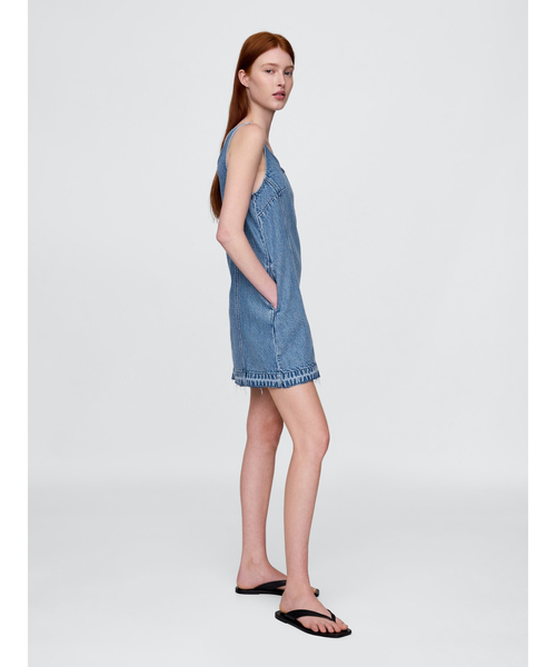 GAP（ギャップ）の「ウルトラソフトデニム Gapロゴ ミニワンピース（ワンピース・レディース・インディゴブルー・S/M/L/XS/XXS）」の5枚目の写真