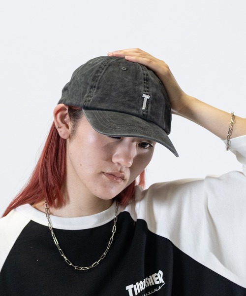 THRASHER(スラッシャー)の「【Y】〔THRASHER/スラッシャー〕ピグメント ワンポイントロゴ キャップ(キャップ・メンズ・ブラック/チャコールグレー/パープル・FREE)」の10枚目の写真