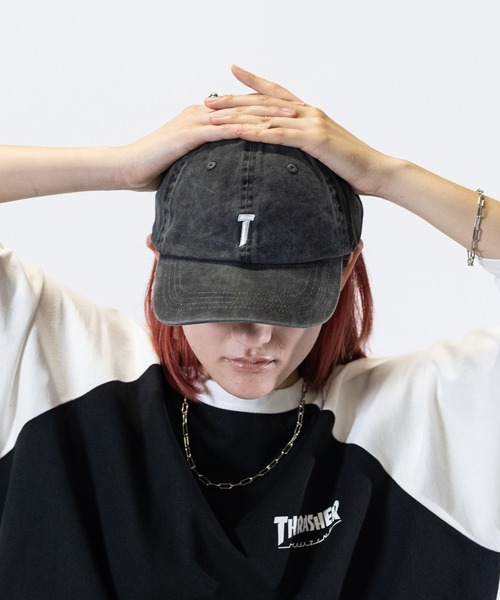 THRASHER(スラッシャー)の「【Y】〔THRASHER/スラッシャー〕ピグメント ワンポイントロゴ キャップ(キャップ・メンズ・ブラック/チャコールグレー/パープル・FREE)」の9枚目の写真