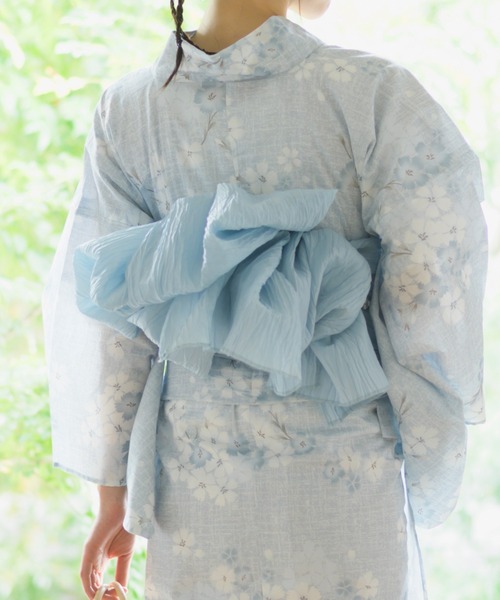 Rebloom（リブルーム Rebloom Reb loom）の「【下駄付き兵児帯ゆかた5点セット】浴衣・兵児帯・腰紐2本・下駄《夏宵浴衣》（浴衣・レディース・ブルー系1/ブルー系2/グレー系/ネイビー系/ブルー系3/ブラック系/ホワイト系1/ホワイト系2・FREE）」の12枚目の写真