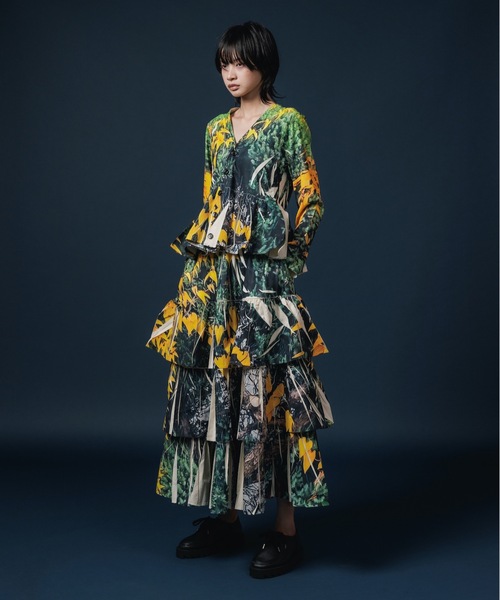 NON TOKYO（ノントーキョー）の「DIRECT PRINT RIB GATHER LONG SKIRT（スカート・レディース・ブラック系/イエロー系・FREE）」の5枚目の写真