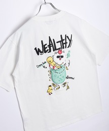 手書きイラスト 発泡プリント 半袖Tシャツ(猫・ガイコツ)