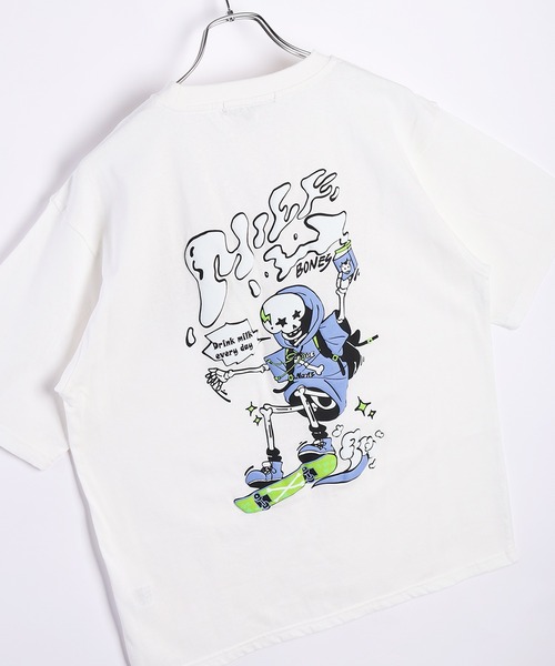 WESTSEA(ウエストシー)の「手書きイラスト 発泡プリント 半袖Tシャツ(猫・ガイコツ)(Tシャツ/カットソー・メンズ・オフホワイト/ブラック系その他/ホワイト系その他2/ブラック系その他3/ホワイト系その他/ホワイト系その他3/ブラック/ブラック系その他2・M/L)」の4枚目の写真