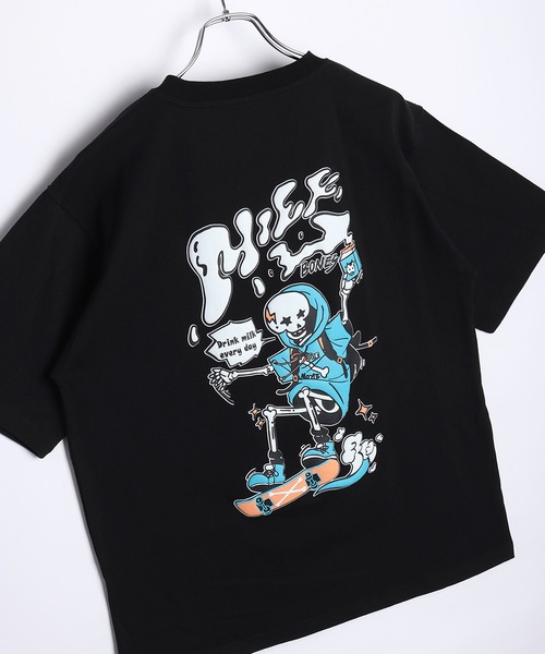 WESTSEA(ウエストシー)の「手書きイラスト 発泡プリント 半袖Tシャツ(猫・ガイコツ)(Tシャツ/カットソー・メンズ・オフホワイト/ブラック系その他/ホワイト系その他2/ブラック系その他3/ホワイト系その他/ホワイト系その他3/ブラック/ブラック系その他2・M/L)」の8枚目の写真