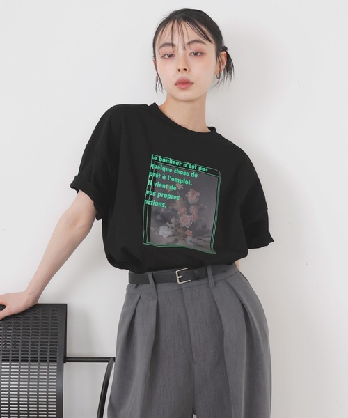 LIAN(リアン)の「フラワーフォトロゴTシャツ(Tシャツ/カットソー・レディース・ブラック/ホワイト系2/ホワイト系1・FREE)」の19枚目の写真