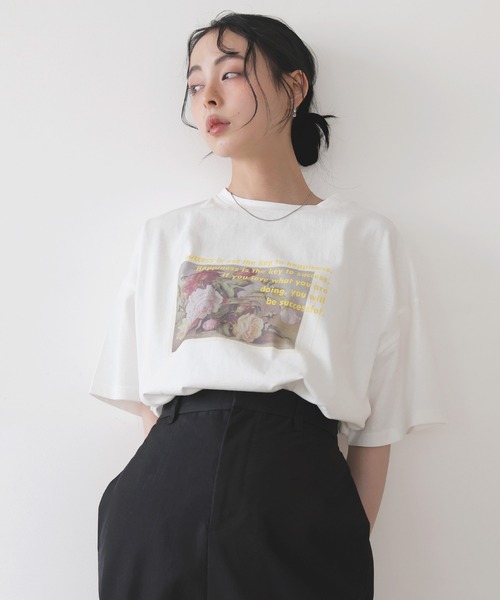 LIAN(リアン)の「フラワーフォトロゴTシャツ(Tシャツ/カットソー・レディース・ブラック/ホワイト系2/ホワイト系1・FREE)」の11枚目の写真
