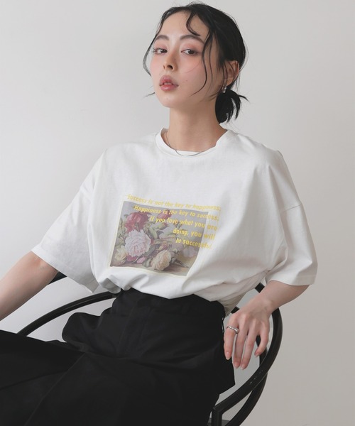 LIAN(リアン)の「フラワーフォトロゴTシャツ(Tシャツ/カットソー・レディース・ブラック/ホワイト系2/ホワイト系1・FREE)」の13枚目の写真