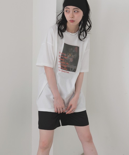 LIAN(リアン)の「フラワーフォトロゴTシャツ(Tシャツ/カットソー・レディース・ブラック/ホワイト系2/ホワイト系1・FREE)」の4枚目の写真