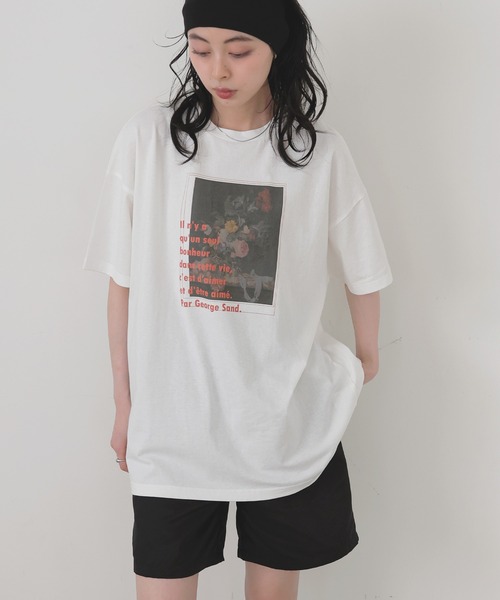 LIAN(リアン)の「フラワーフォトロゴTシャツ(Tシャツ/カットソー・レディース・ブラック/ホワイト系2/ホワイト系1・FREE)」の6枚目の写真