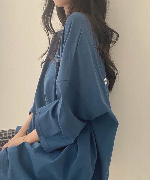 NinaetLina（ニナエリナ）の「MotivationロゴプリントオーバーサイズＴシャツ（Tシャツ/カットソー・レディース・ブルー/アイボリー/ホワイト・FREE）」の18枚目の写真