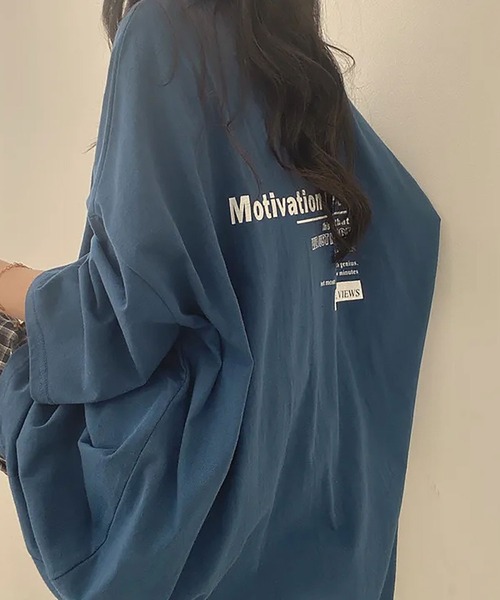 NinaetLina（ニナエリナ）の「MotivationロゴプリントオーバーサイズＴシャツ（Tシャツ/カットソー・レディース・ブルー/アイボリー/ホワイト・FREE）」の19枚目の写真