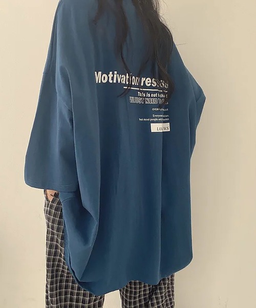 NinaetLina（ニナエリナ）の「MotivationロゴプリントオーバーサイズＴシャツ（Tシャツ/カットソー・レディース・ブルー/アイボリー/ホワイト・FREE）」の20枚目の写真