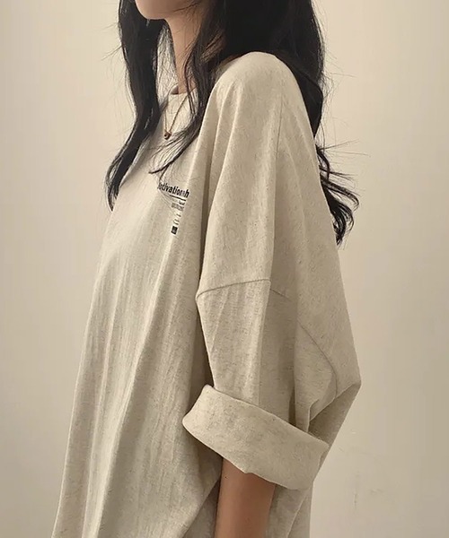NinaetLina（ニナエリナ）の「MotivationロゴプリントオーバーサイズＴシャツ（Tシャツ/カットソー・レディース・ブルー/アイボリー/ホワイト・FREE）」の14枚目の写真