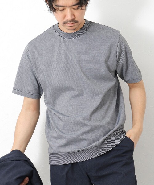 NOLLEY’S(ノーリーズ)の「《ビジカジ対応》セミシルケットスムース ボーダードレスTシャツ 25SS(Tシャツ/カットソー・メンズ・ホワイト系その他/ブラック系その他/ブラック・S/M/L/XL)」の3枚目の写真