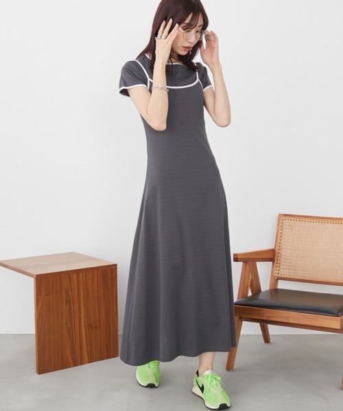 Auntie Rosa Holiday(アンティローザホリデー)の「カットパイピングレイヤードワンピース(ワンピース・レディース・グレー/チャコールグレー・FREE)」の6枚目の写真